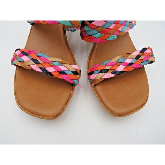 Italian Shoemakers Wedge Sandals Womens Size 7.5 Made in Italy Multicolor Cork - Picture 6 of 11